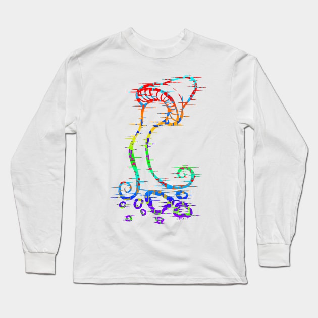 Mushroom Glitch Long Sleeve T-Shirt by Jan Grackle